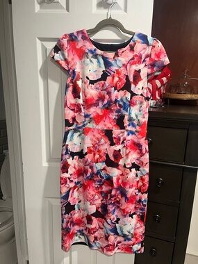 Betsey Johnson Pink and Blue Floral Midi Dress